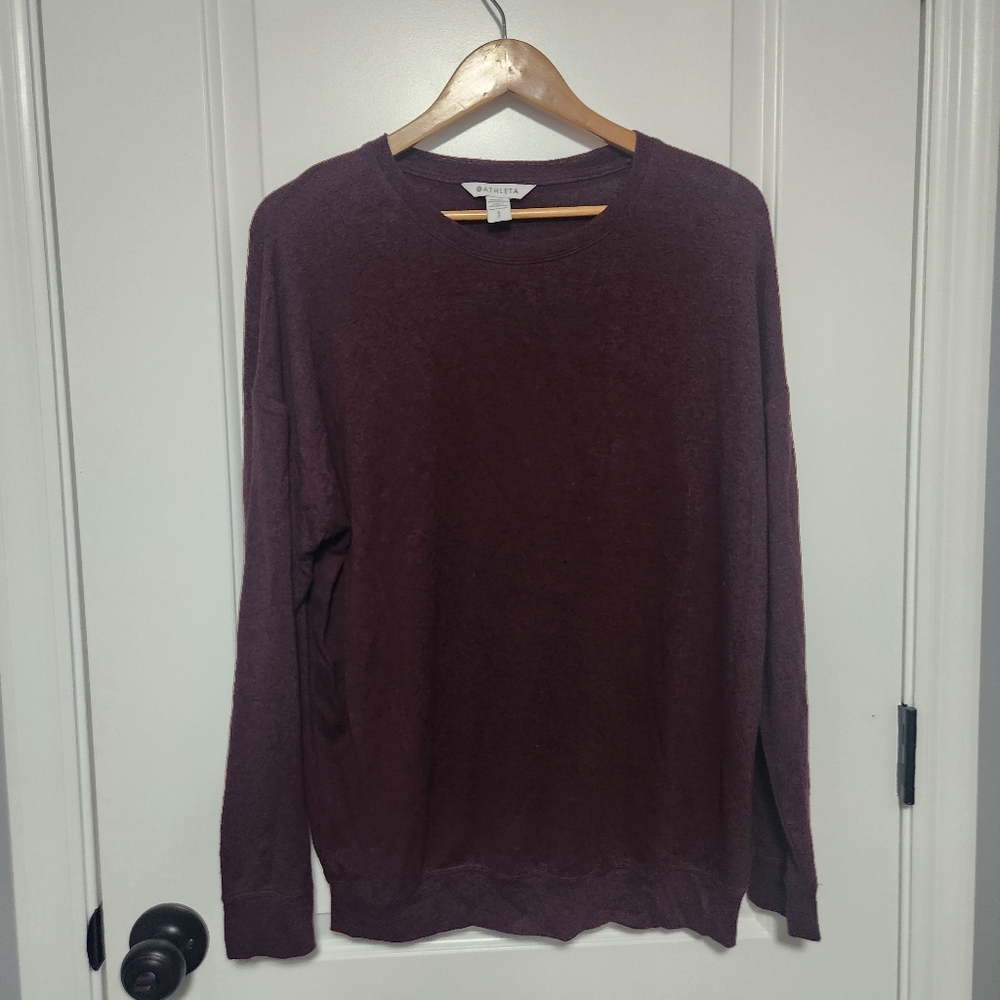 Athleta Mindful Pullover Long-Sleeve Burgundy Red Size S
